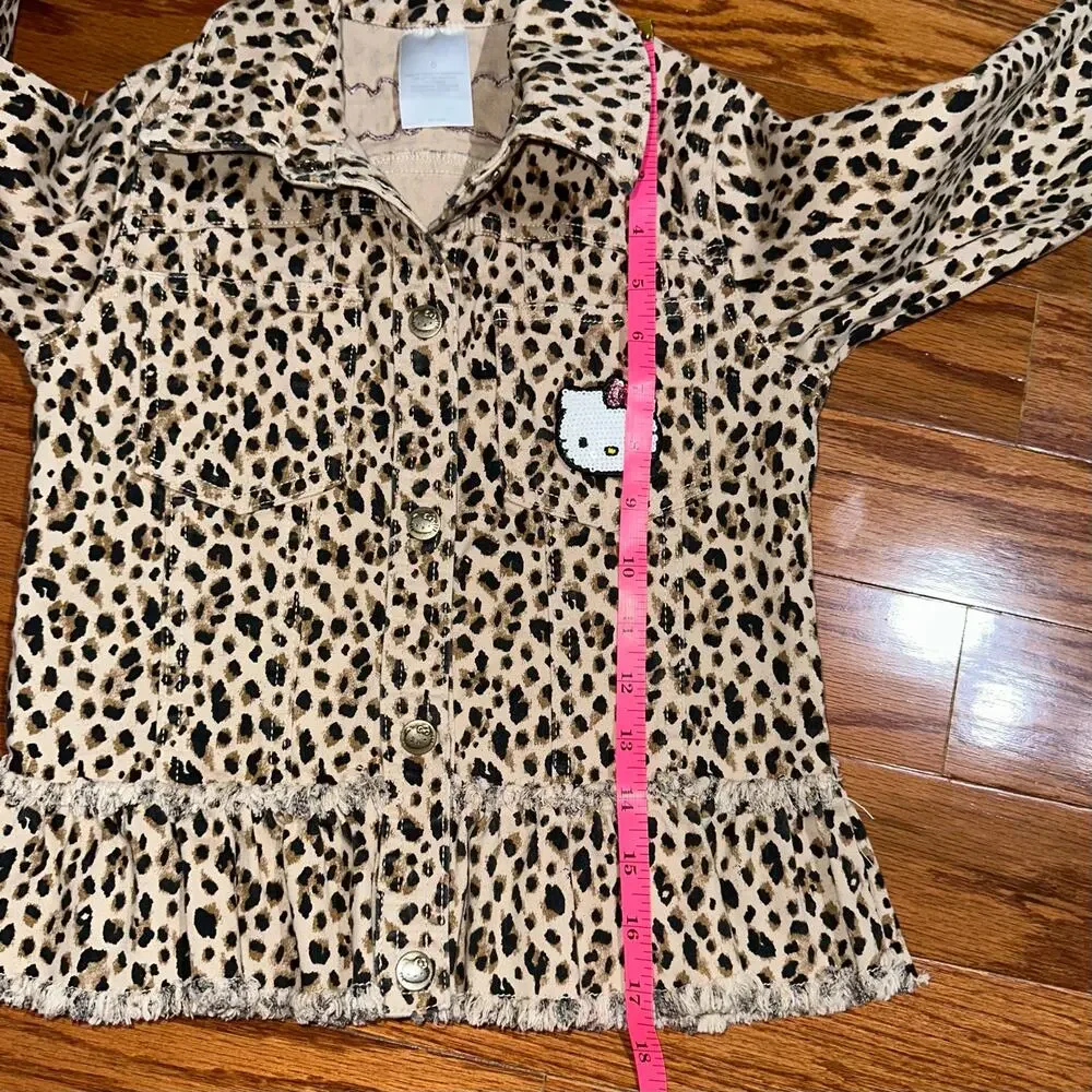 365 Kids Garanimals Hello Kitty Cheetah Animal Print Denim Jacket Size 6